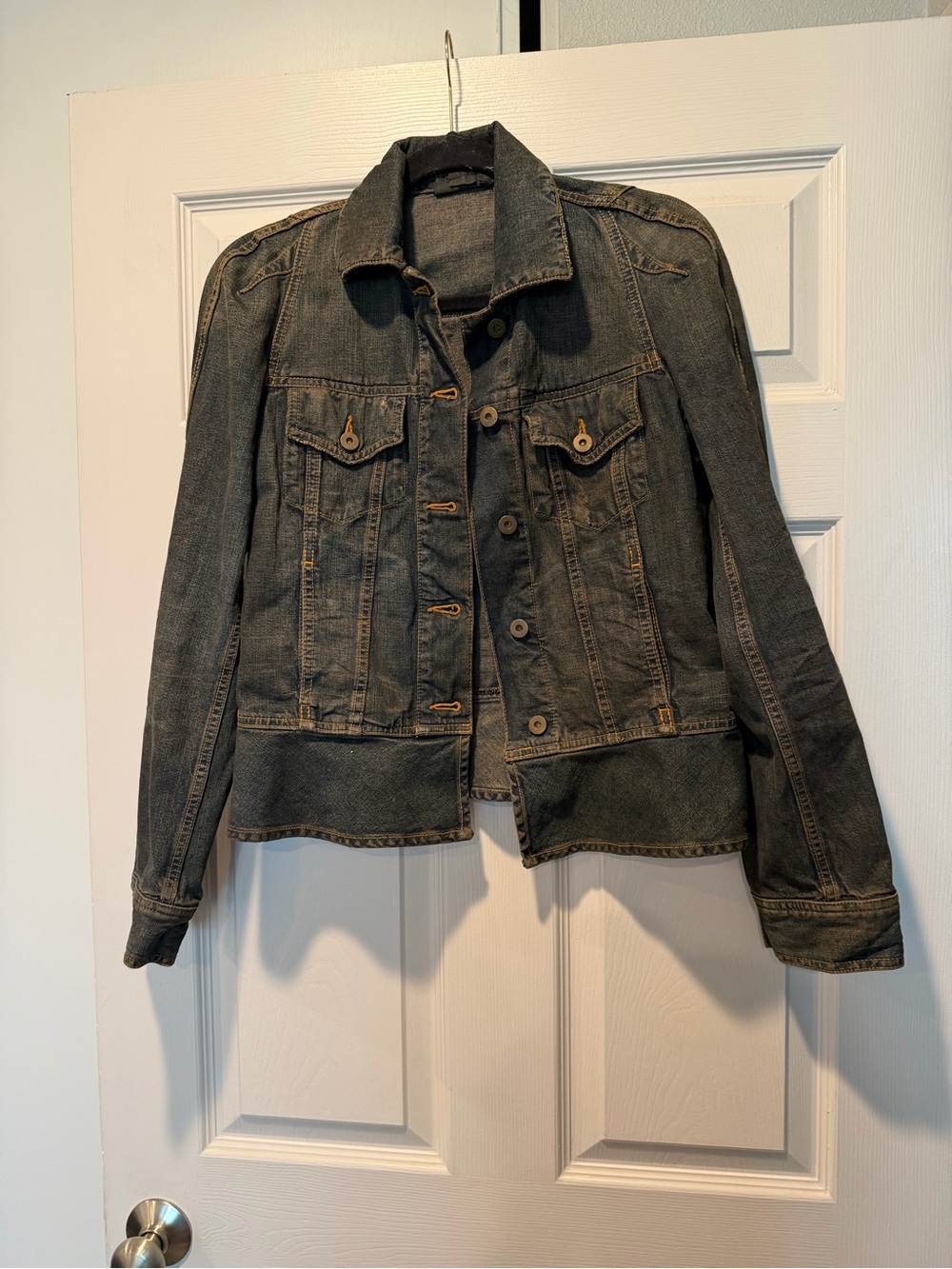 DKNY Gray Denim Jacket with Button Front